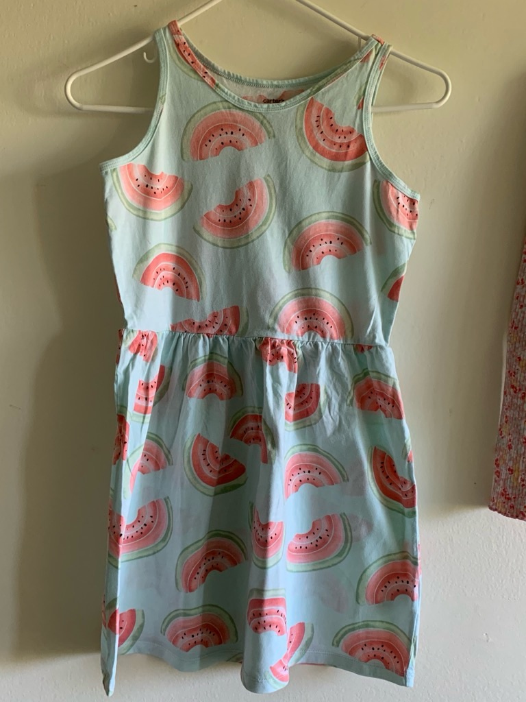 Carter's Sleeveless Watermelon Print Dress - Light Blue & Pink